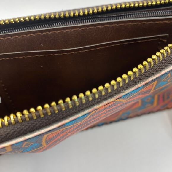 2/$30‎ Ole Mandala Boho Tribal Wristlet Wallet Orange Geometric Hippie NWT - Picture 6 of 7